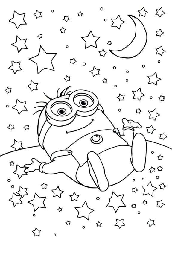 Minion Under the Stars Coloring Sheet