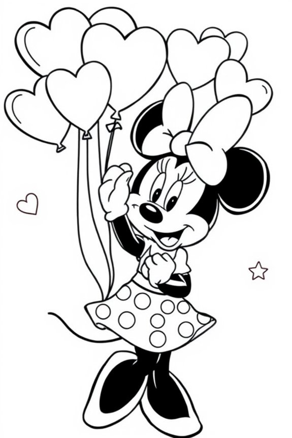 Minnie Mouse Balloon Fun Coloring Sheet