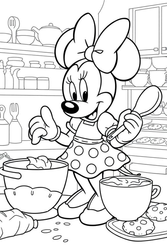 Minnie Mouse Baking Activity Coloring Sheet