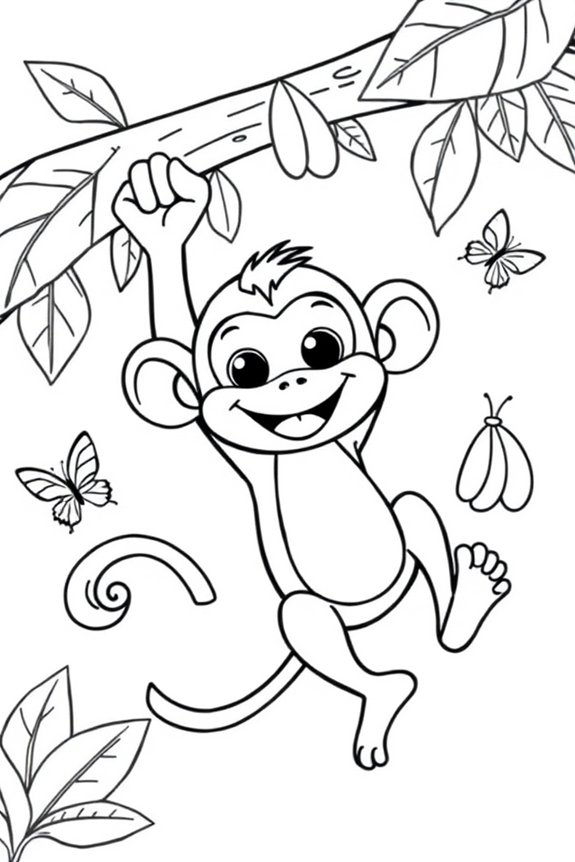 Playful Monkey Coloring Sheet