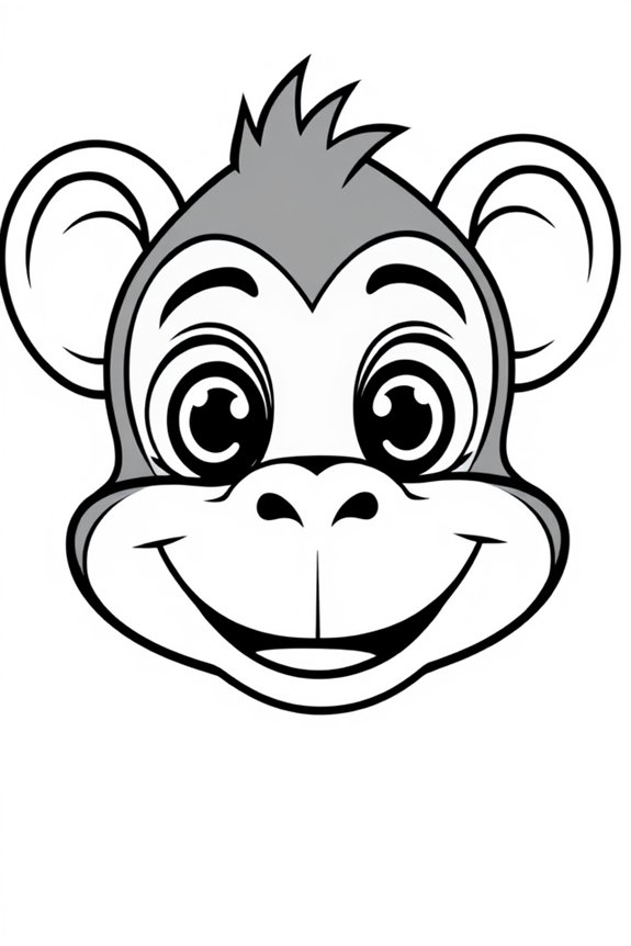 Monkey Face with Big Eyes Coloring Sheet