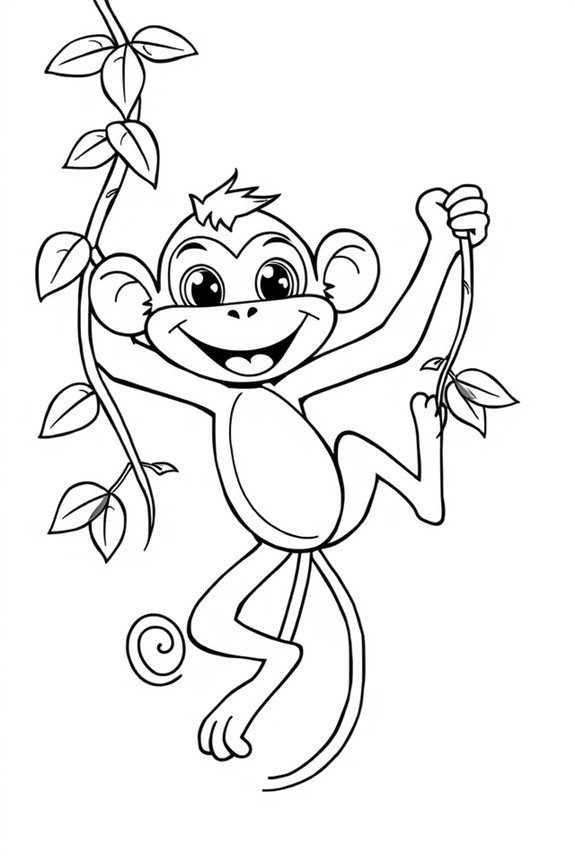 Monkey Climbing a Vine Coloring Sheet
