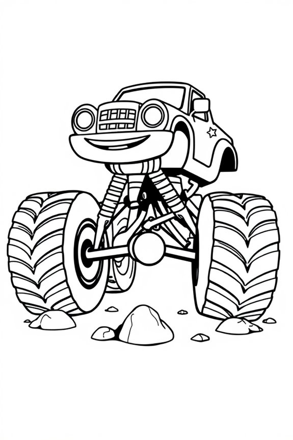 Easy Cartoon Monster Truck Coloring Sheet