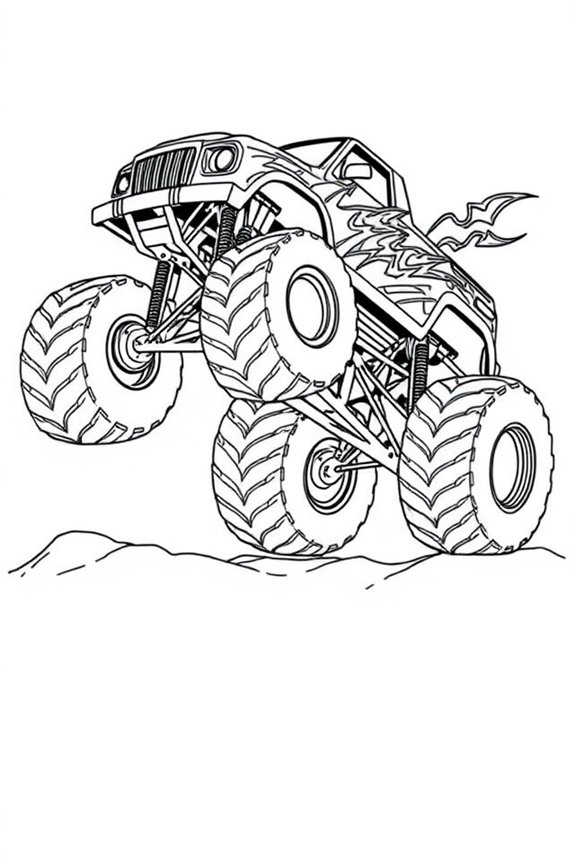 Line Art Monster Truck Coloring Sheet