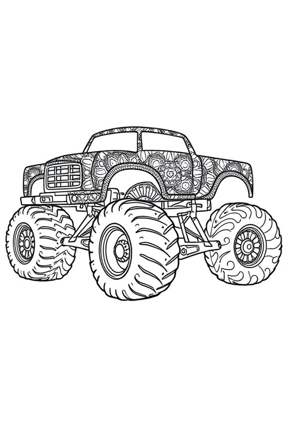 Mandala Monster Truck Coloring Sheet