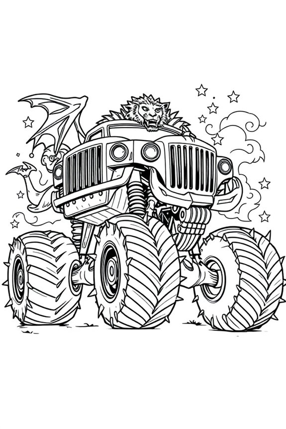 Fantasy Monster Truck Coloring Sheet