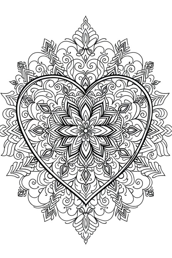 Heart Mandala Coloring Sheet