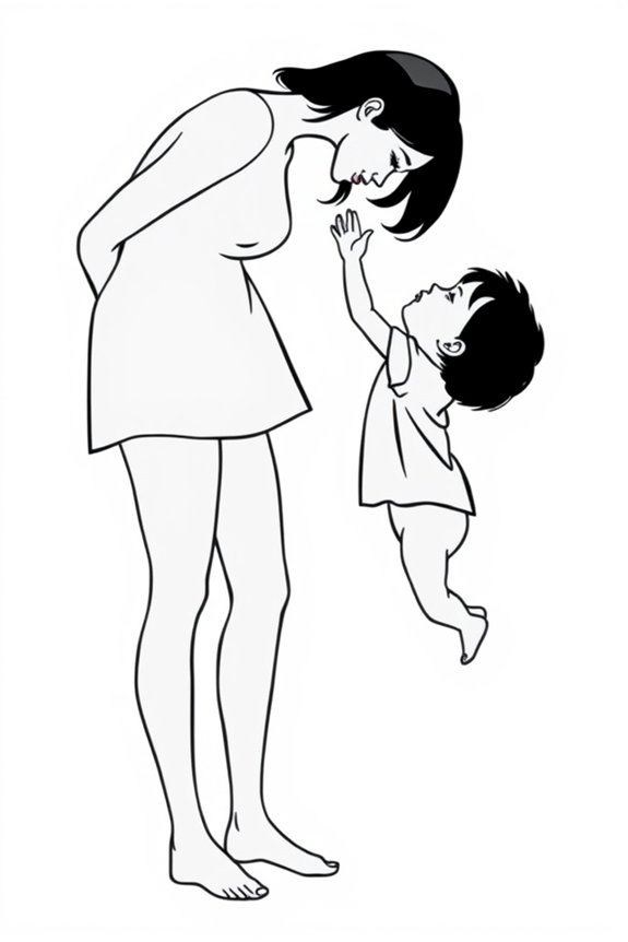 Mom and Child Silhouette Coloring Sheet