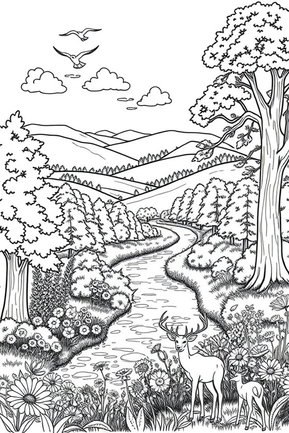 Nature Scene Coloring Sheet