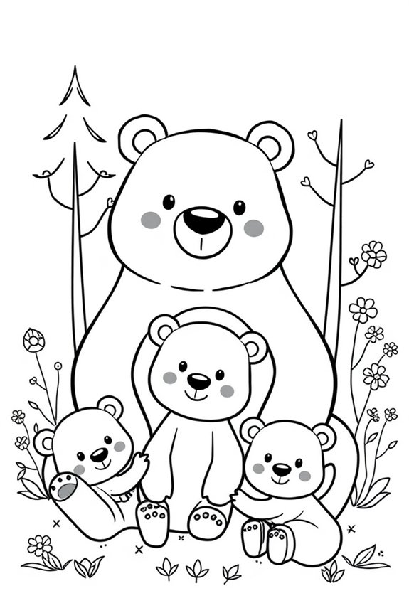 Cute Animal Family Coloring Sheet