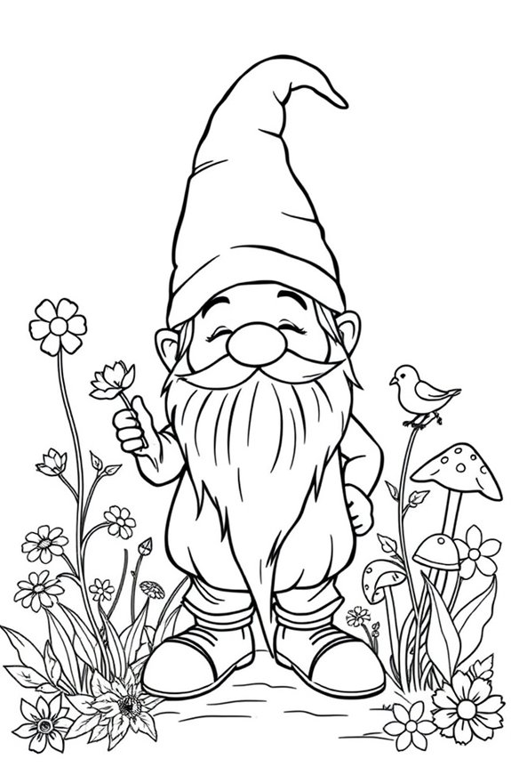 Garden Gnome Coloring Sheet