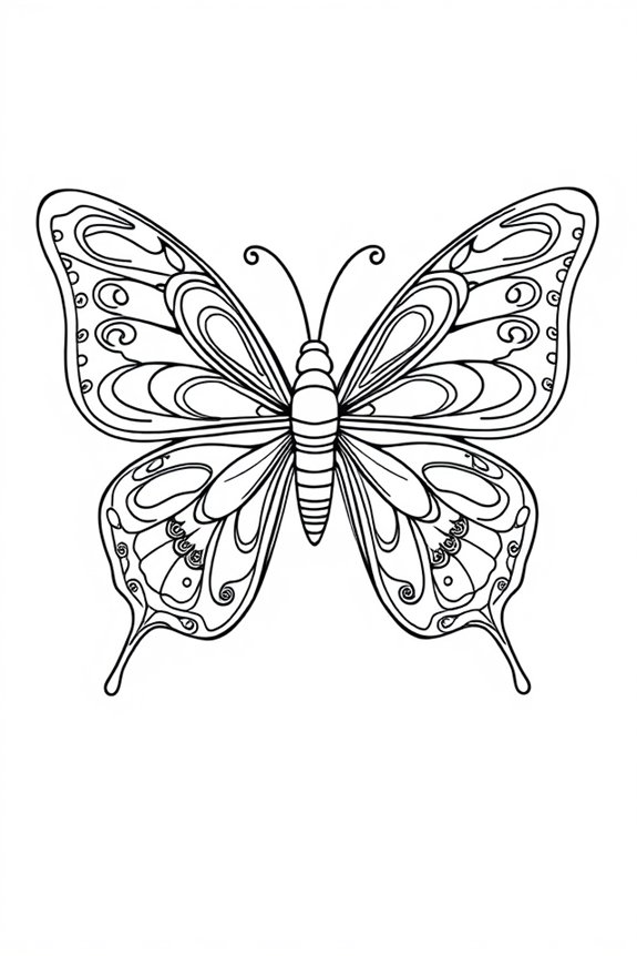 Butterfly Line Art Coloring Sheet