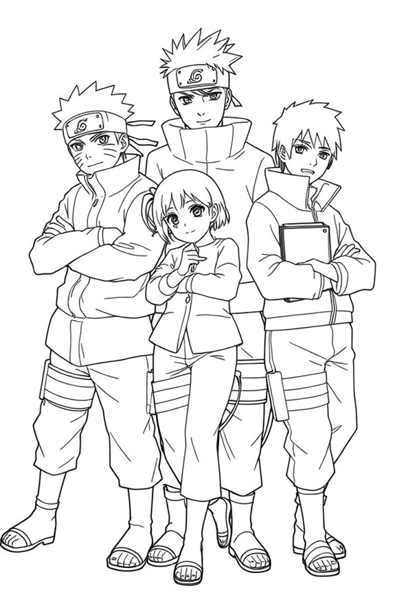 Naruto Team 7 Coloring Sheet