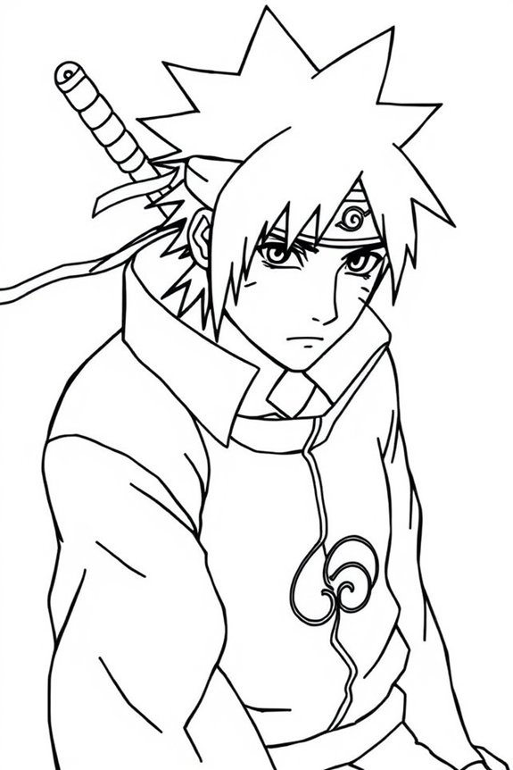 Sasuke Uchiha Simple Line Art Coloring Sheet