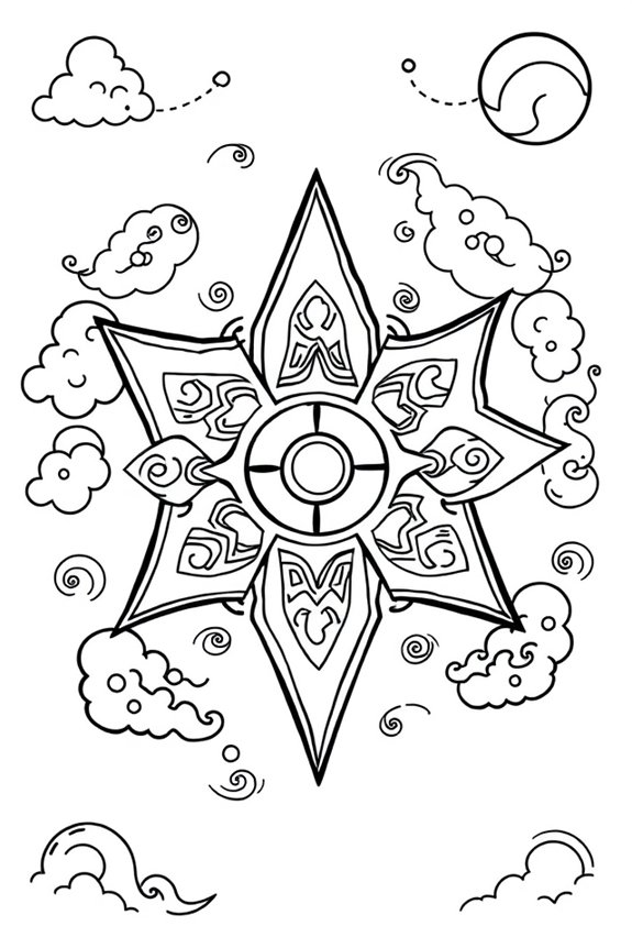Naruto Ninja Stars Coloring Sheet