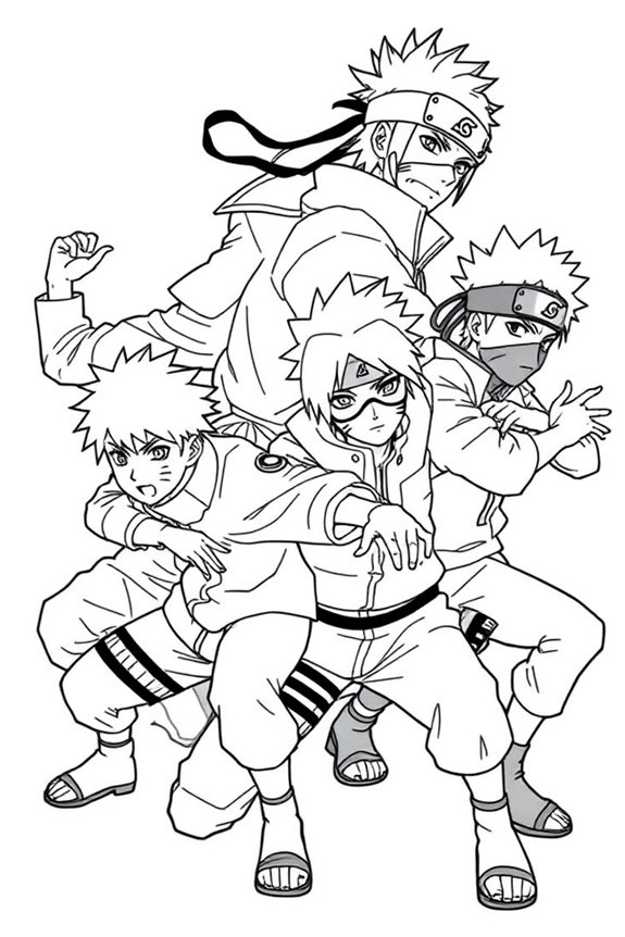 Naruto Team 7 Coloring Sheet