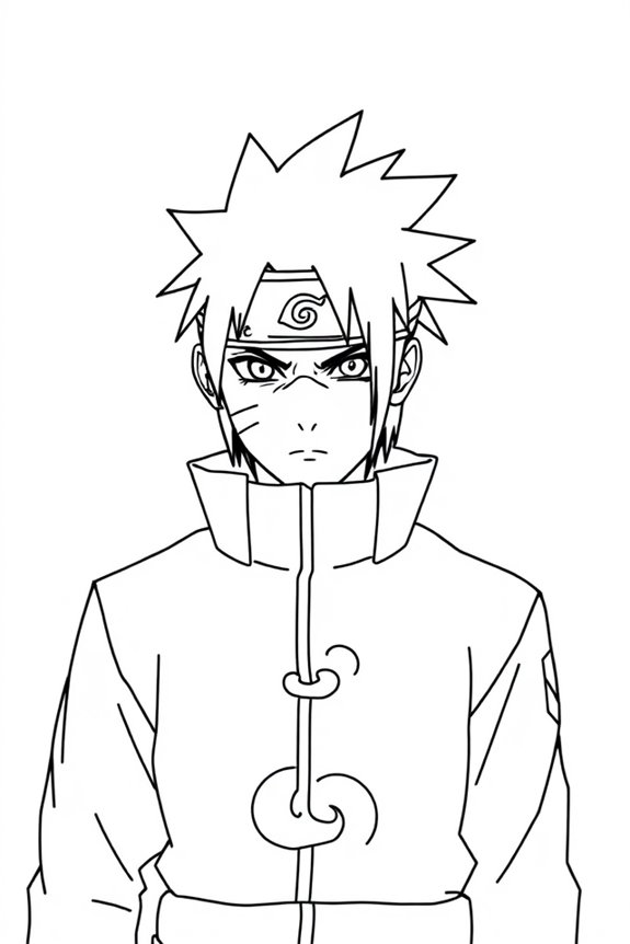 Sasuke Uchiha Simple Line Art Coloring Sheet
