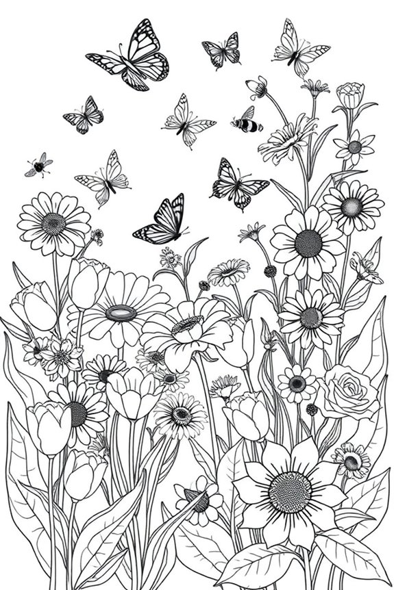 Flower Garden Coloring Sheet