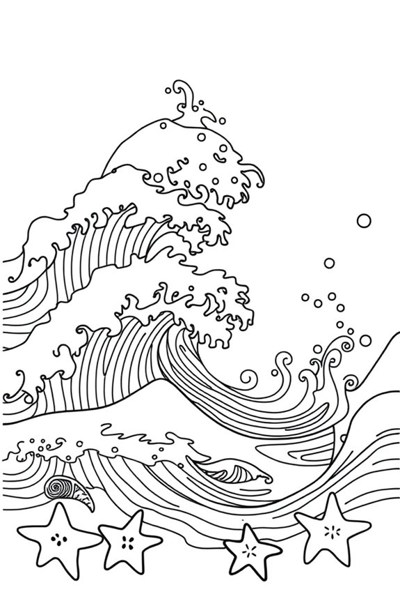 Ocean Waves Coloring Sheet