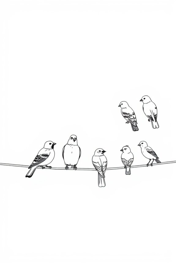 Birds on a Wire Coloring Sheet