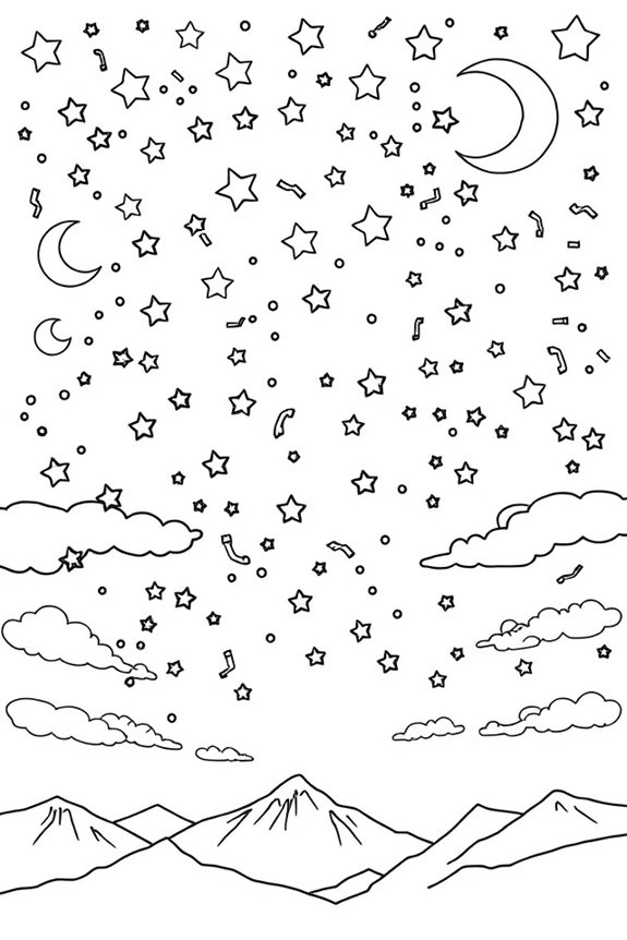 Starlit Night Sky Coloring Sheet