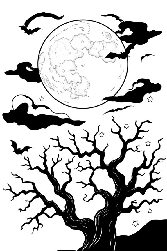 Spooky Night Sky Coloring Sheet