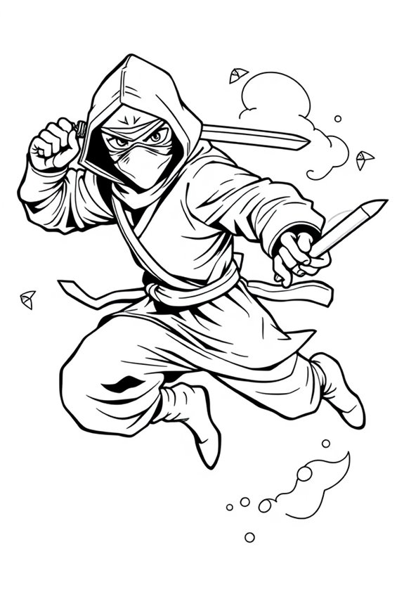 Ninja Line Art Coloring Sheet