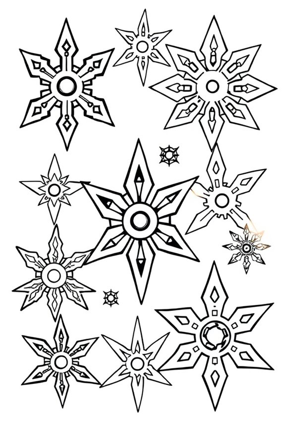 Ninja Stars Coloring Sheet