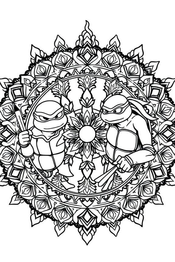 Ninja Turtle Mandala Coloring Sheet