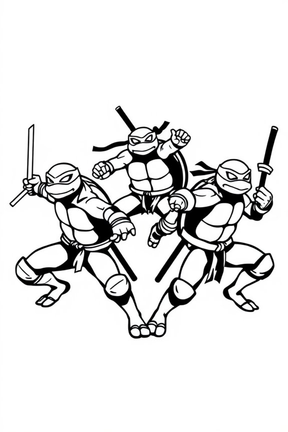 Ninja Turtle Silhouette Coloring Sheet