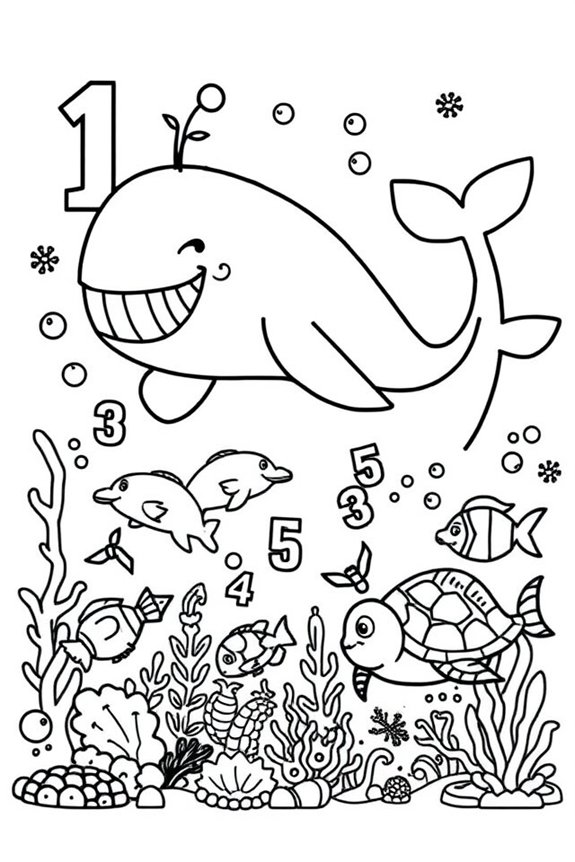 Ocean Number Coloring Sheet