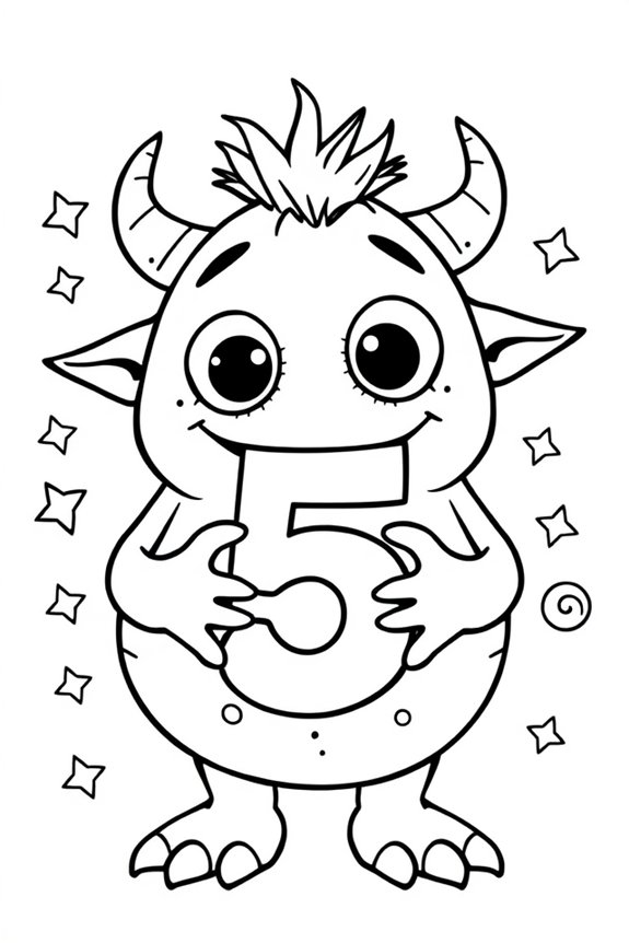 Cute Monster Number Coloring Sheet