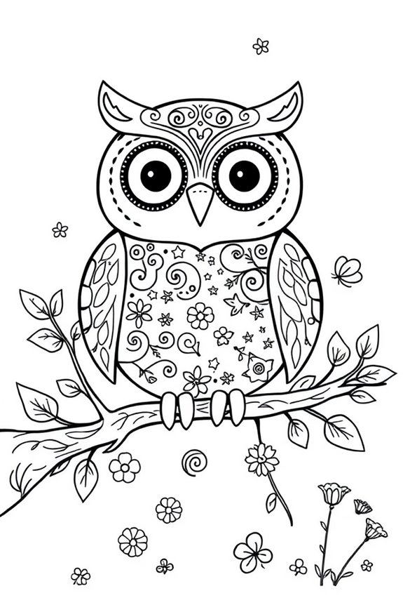 Whimsical Owl Coloring Sheet