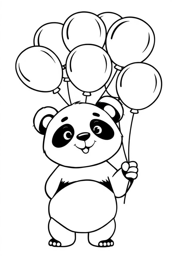 Panda with Balloons Coloring Sheet