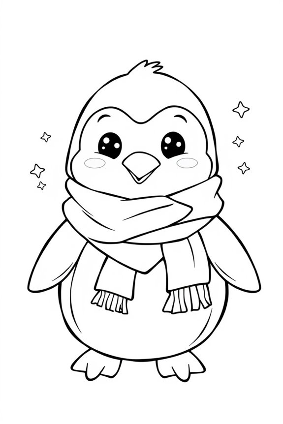 Cute Penguin with Scarf Coloring Sheet