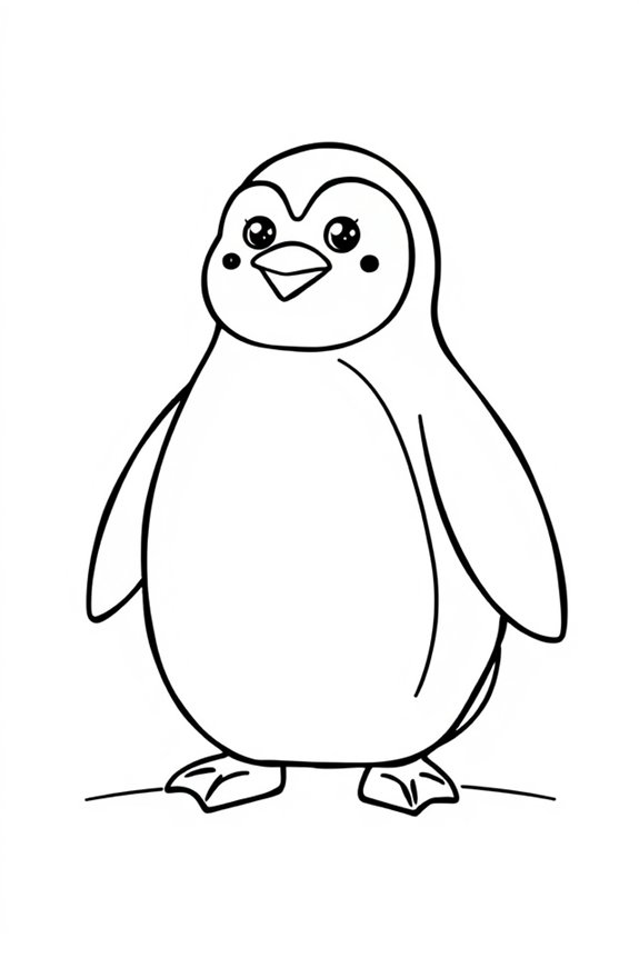 Simple Penguin Outline Coloring Sheet