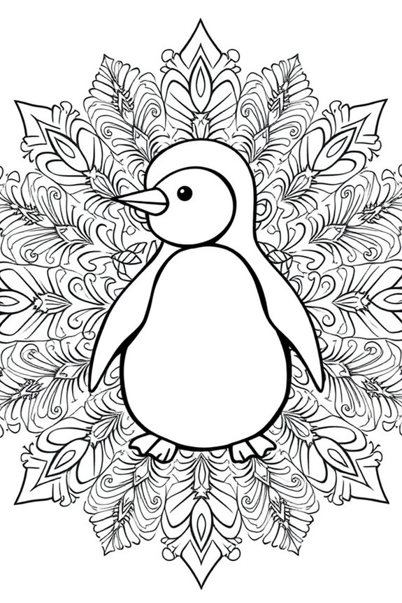 Penguin Mandala Design Coloring Sheet