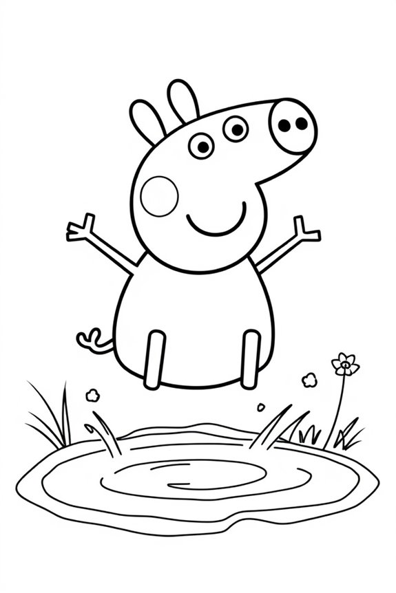 Peppa Pig Playing in the Mud Coloring Sheet