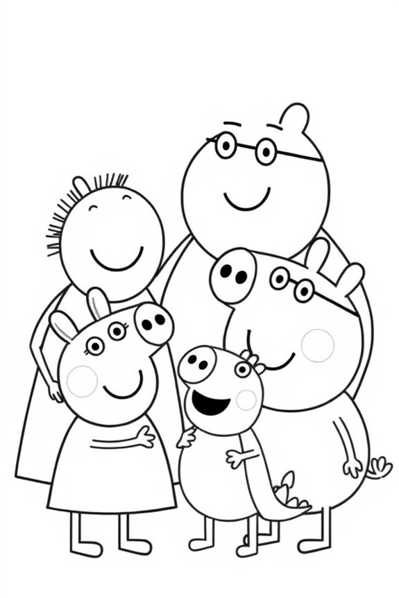 Peppa Pig Family Portrait Coloring Sheet