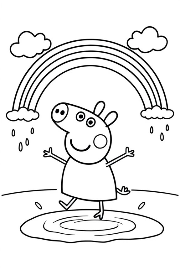 Peppa Pig and the Rainbow Coloring Sheet