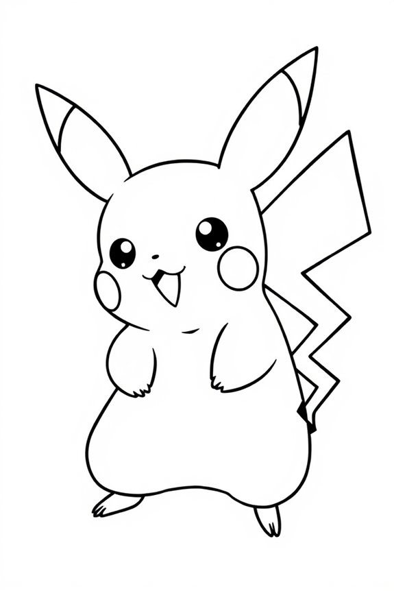 Pikachu Simple Coloring Sheet