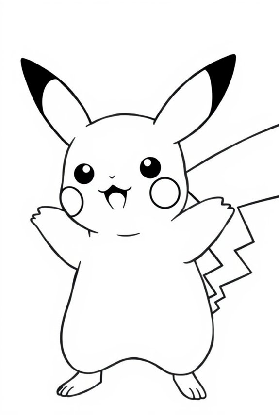 Pikachu Line Art Coloring Sheet