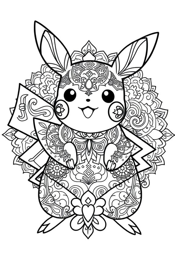 Pikachu Mandala Coloring Sheet