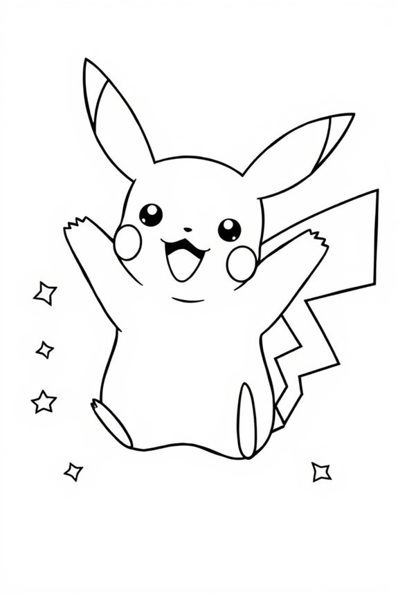Pikachu Playful Pose Coloring Sheet