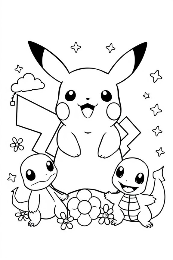 Pikachu and Friends Coloring Sheet