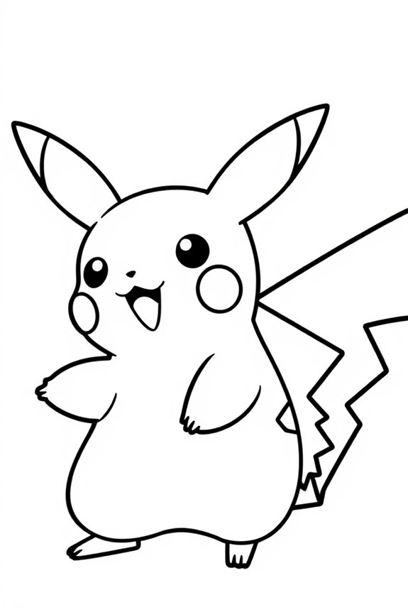 Pikachu Outline Coloring Sheet