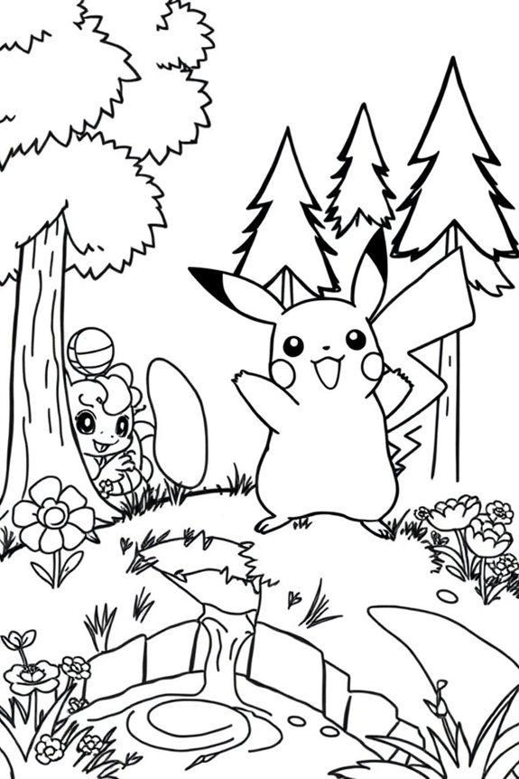 Pikachu Adventure Coloring Sheet