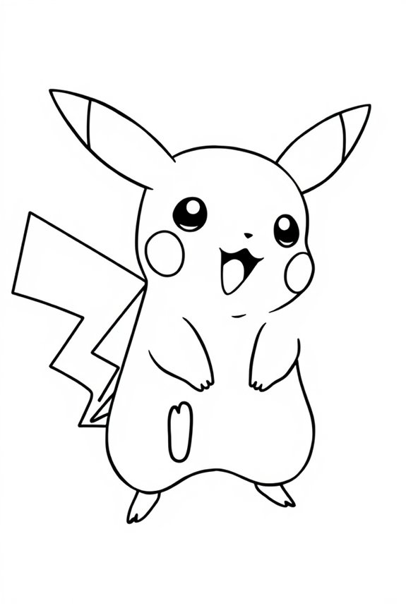 Pikachu Simple Coloring Sheet