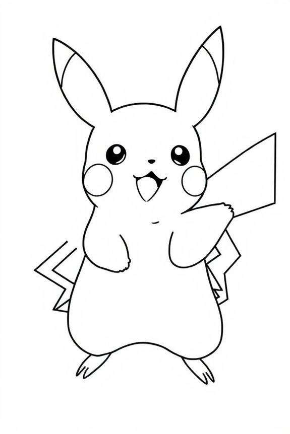 Pikachu Line Art Coloring Sheet