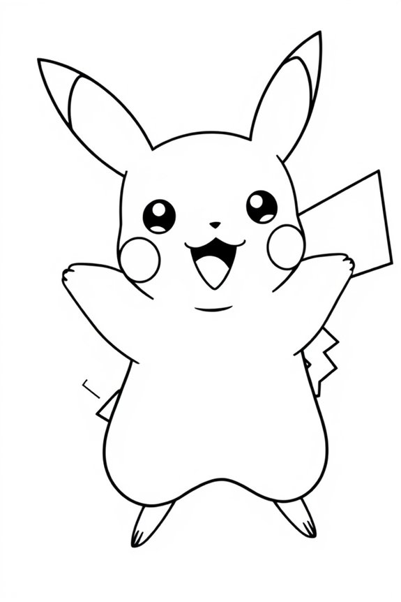 Pikachu Playful Pose Coloring Sheet